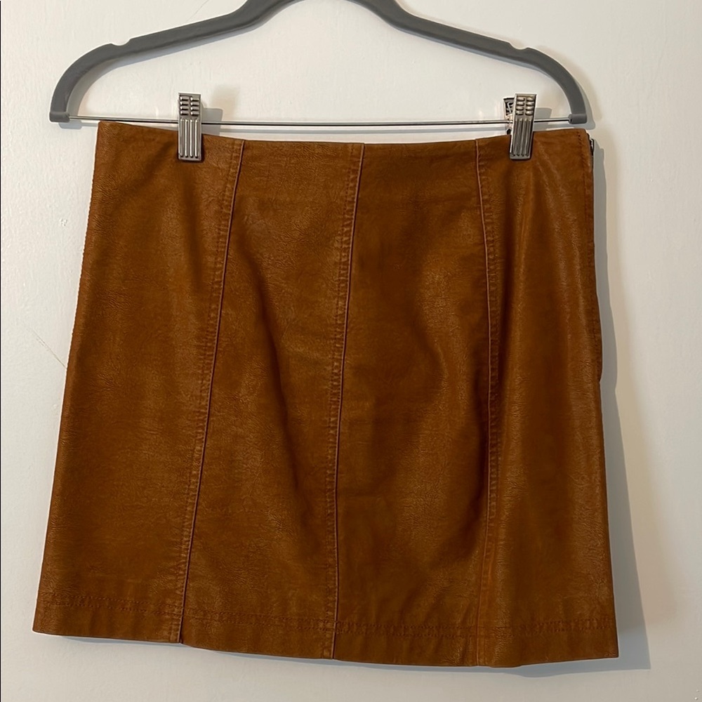 Brown Faux Leather Mini Skirt